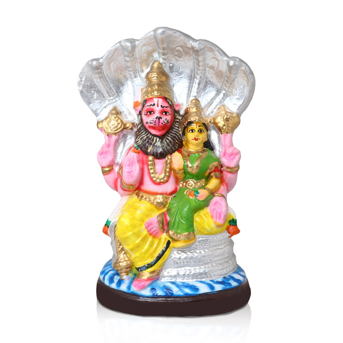 Lakshmi Narasimha Idol Clay Golu Bommai - 10 X 6 Inches | Navratri Gombe/ Giri Golu Doll For Navaratri Decor