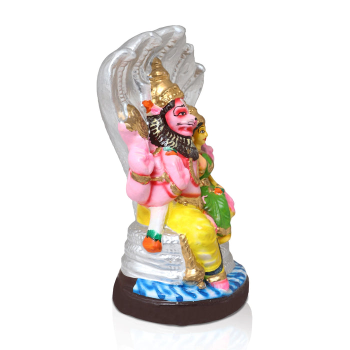 Lakshmi Narasimha Idol Clay Golu Bommai - 10 X 6 Inches | Navratri Gombe/ Giri Golu Doll For Navaratri Decor