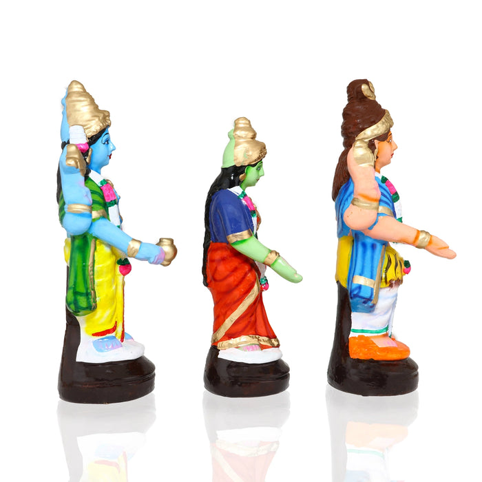 Meenakshi Kalyanam Clay Golu Bommai Set - 10 X 4 Inches | Navratri Gombe/ Giri Golu Doll For Navaratri Decor