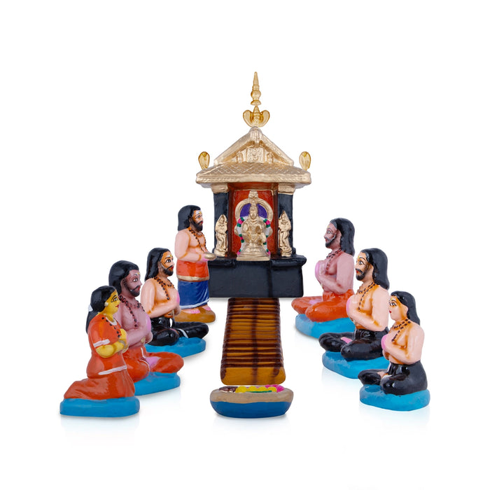 Ayyappan Pooja Clay Golu Bommai Set - 12 x 7.5 Inches | Giri Golu Doll/ Navaratri Golu Bomma/Gombe/Bommai