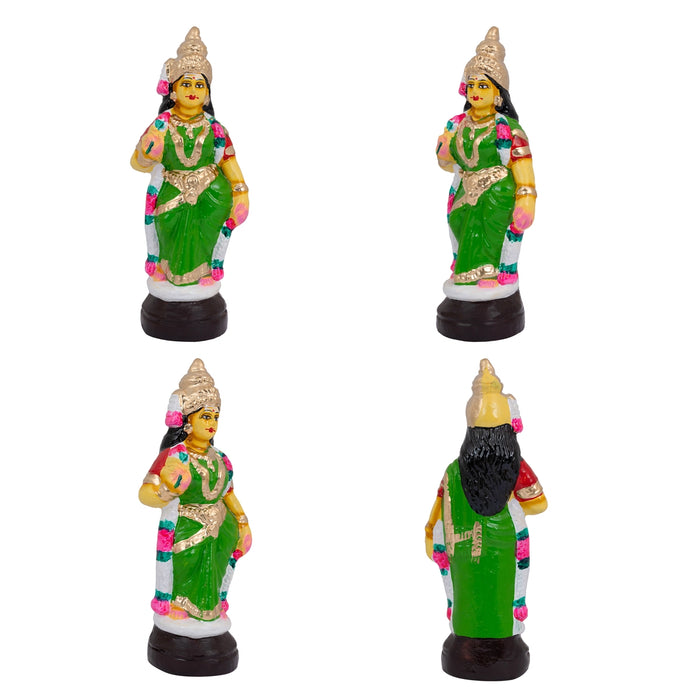 Murugan Valli Deivanai Statue Clay Golu Bommai Set-9 X 5.5 Inches | Navratri Gombe/Golu Doll For Navaratri Decor
