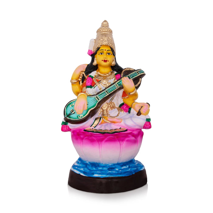 Saraswati Murti Paper Mache Golu Bommai - 13 X 8 Inches | Navratri Gombe/ Golu Doll For Navaratri Decor