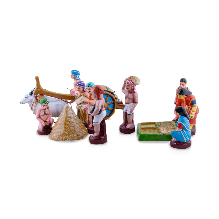 Vivasayam Clay Golu Bommai Set - 5.5 x 8 Inches | Giri Golu Doll/Navaratri Golu Bomma/Gombe/Bommai
