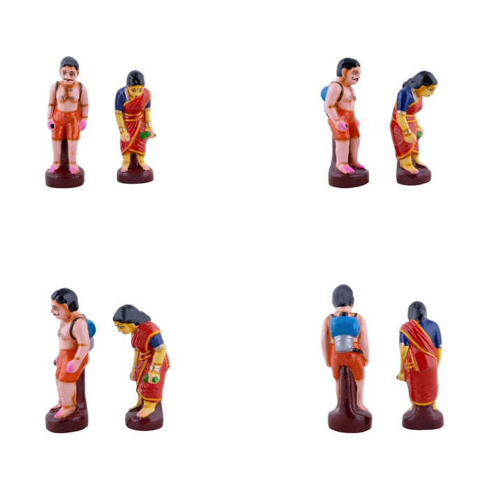 Vivasayam Clay Golu Bommai Set - 5.5 x 8 Inches | Giri Golu Doll/Navaratri Golu Bomma/Gombe/Bommai