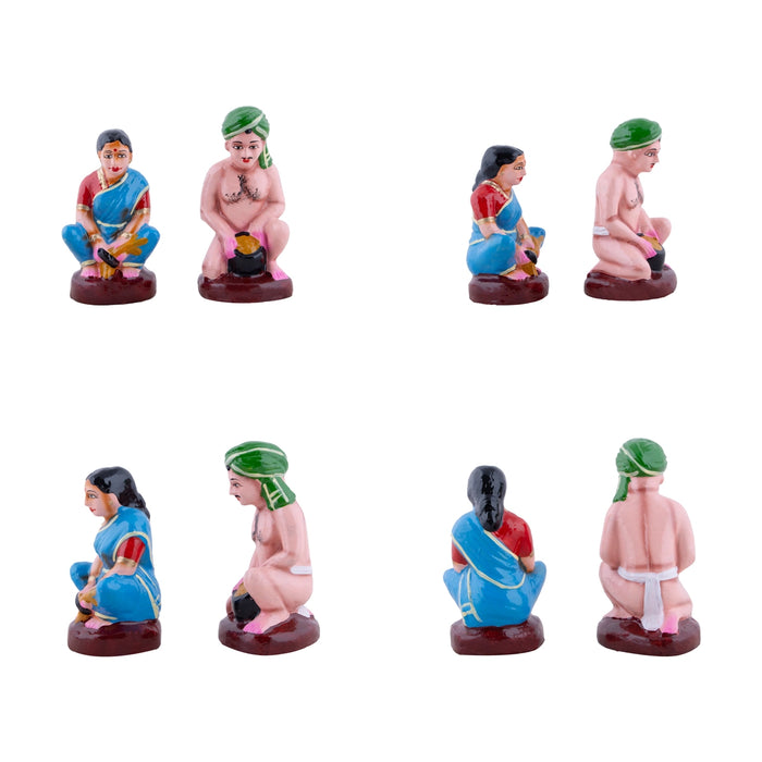 Vivasayam Clay Golu Bommai Set - 5.5 x 8 Inches | Giri Golu Doll/Navaratri Golu Bomma/Gombe/Bommai