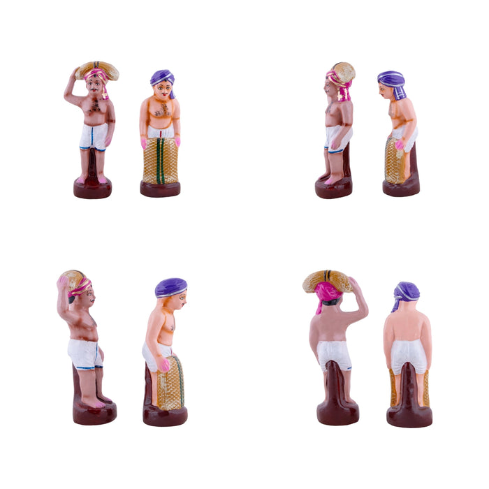 Vivasayam Clay Golu Bommai Set - 5.5 x 8 Inches | Giri Golu Doll/Navaratri Golu Bomma/Gombe/Bommai