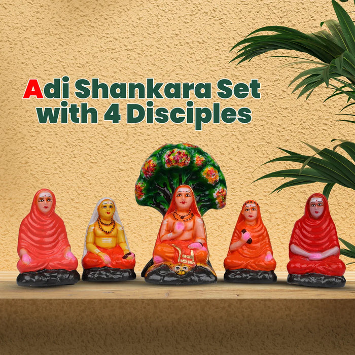 Adi Shankara Clay Golu Bommai Set - 9 x 6 Inches | Giri Golu Doll/ Navaratri Golu Bomma/Gombe/Bommai