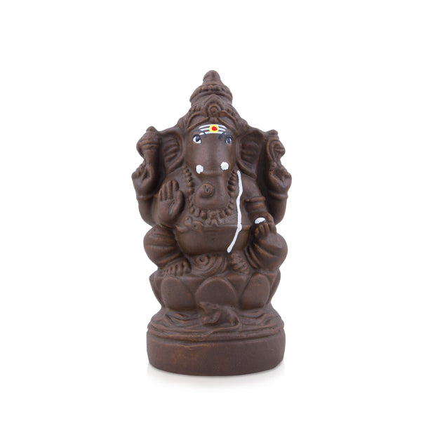Eco Friendly Ganapati Idol - 7 x 4 Inches | Clay Ganesha Idol/ Ganesh Chaturthi Decoration