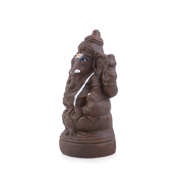 Eco Friendly Ganapati Idol - 7 x 4 Inches | Clay Ganesha Idol/ Ganesh Chaturthi Decoration