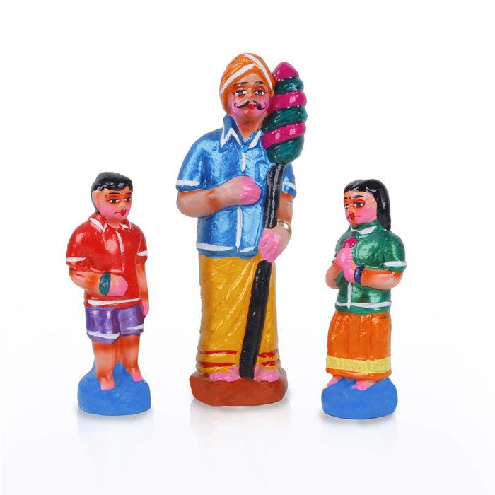 Panchumittai Clay Golu Bommai Set - 7.5 X 3 Inches | Navratri Gombe/ Golu Doll For Navaratri Decor