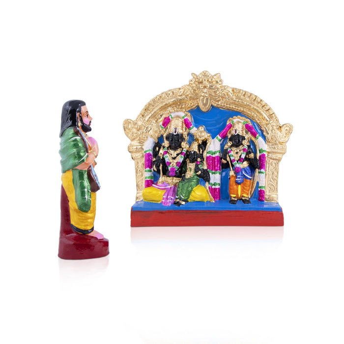 Bhadrachala Rama Clay Golu Bommai Pair - 11 x 11 Inches | Giri Golu Doll/ Navaratri Golu Bomma/Gombe/Bommai