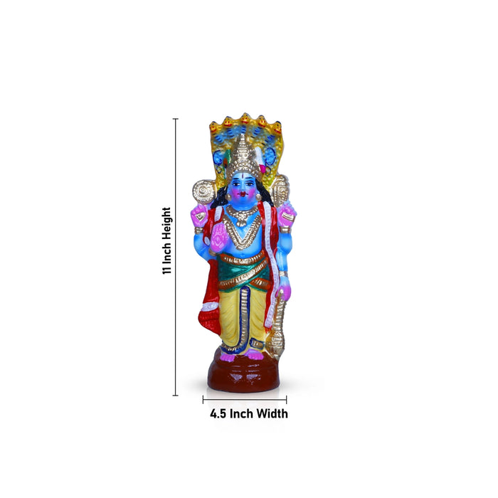 Brahma Vishnu Shiva Clay Golu Bommai Set - 11 X 4.5 Inches | Navratri Gombe/ Golu Doll For Navaratri Decor