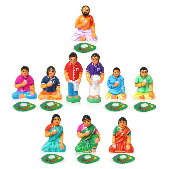 Food Clay Golu Bommai Set - 6.5 x 3 Inches | Giri Golu Doll/ Navaratri Golu Bomma/Gombe/Bommai