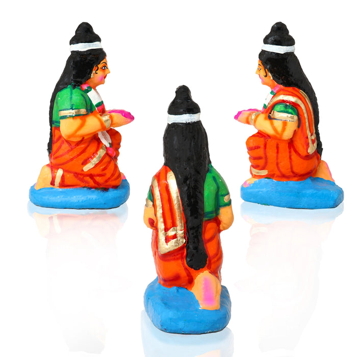 Rameshwaram Pooja Clay Golu Bommai Set - 8 x 3 Inches | Giri Golu Doll/ Navaratri Golu Bomma/Gombe/Bommai