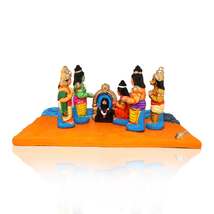 Rameshwaram Pooja Clay Golu Bommai Set - 8 x 3 Inches | Giri Golu Doll/ Navaratri Golu Bomma/Gombe/Bommai