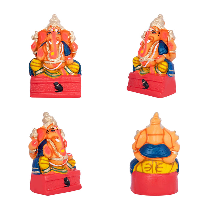Lakshmi Ganesh Saraswati Idol Clay Golu Bommai Set- 10 X 5 Inch | Navratri Gombe/ Golu Doll For Navaratri Decor