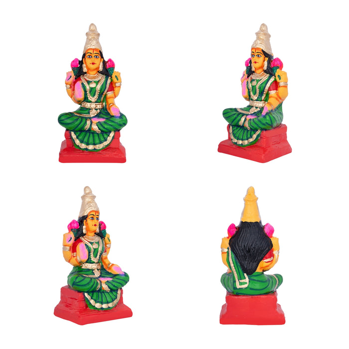 Lakshmi Ganesh Saraswati Idol Clay Golu Bommai Set- 10 X 5 Inch | Navratri Gombe/ Golu Doll For Navaratri Decor