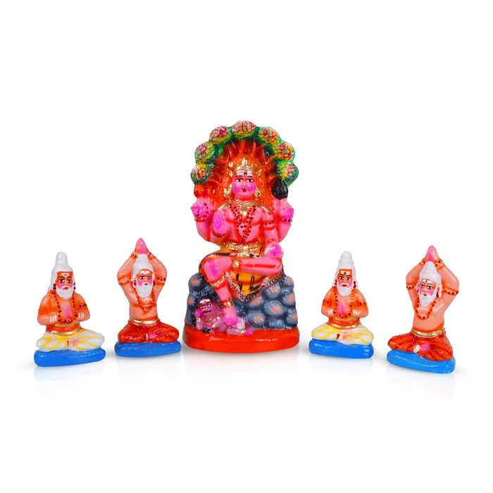 Dakshinamurthy Vigraham Clay Golu Bommai Set - 11 X 5.5 Inches | Navratri Gombe/ Golu Doll For Navaratri Decor