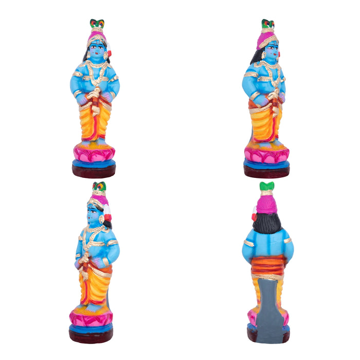 Krishna with Gopishri Clay Golu Bommai Set - 8.5 x 2.5 Inches | Giri Golu Doll/ Navaratri Golu Bomma/Gombe/Bommai
