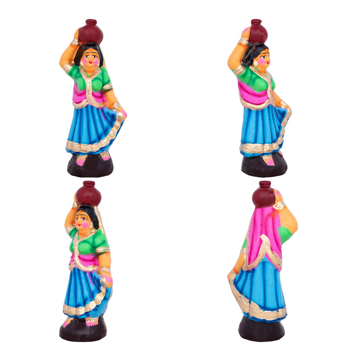 Krishna with Gopishri Clay Golu Bommai Set - 8.5 x 2.5 Inches | Giri Golu Doll/ Navaratri Golu Bomma/Gombe/Bommai