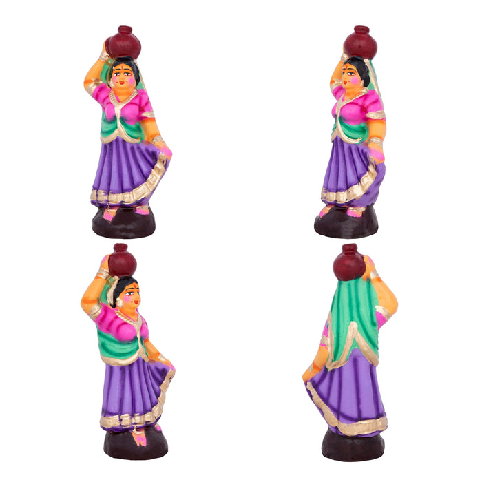 Krishna with Gopishri Clay Golu Bommai Set - 8.5 x 2.5 Inches | Giri Golu Doll/ Navaratri Golu Bomma/Gombe/Bommai