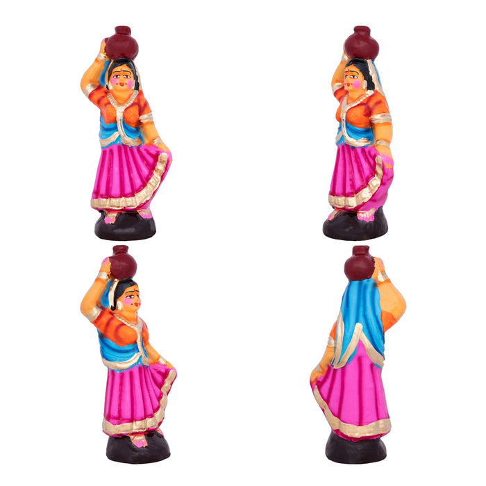 Krishna with Gopishri Clay Golu Bommai Set - 8.5 x 2.5 Inches | Giri Golu Doll/ Navaratri Golu Bomma/Gombe/Bommai