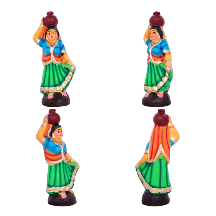 Krishna with Gopishri Clay Golu Bommai Set - 8.5 x 2.5 Inches | Giri Golu Doll/ Navaratri Golu Bomma/Gombe/Bommai