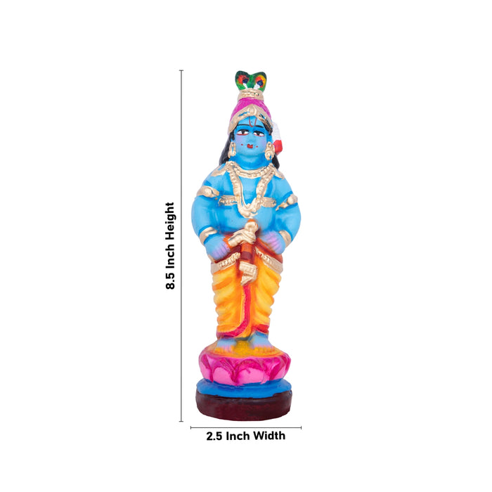 Krishna with Gopishri Clay Golu Bommai Set - 8.5 x 2.5 Inches | Giri Golu Doll/ Navaratri Golu Bomma/Gombe/Bommai
