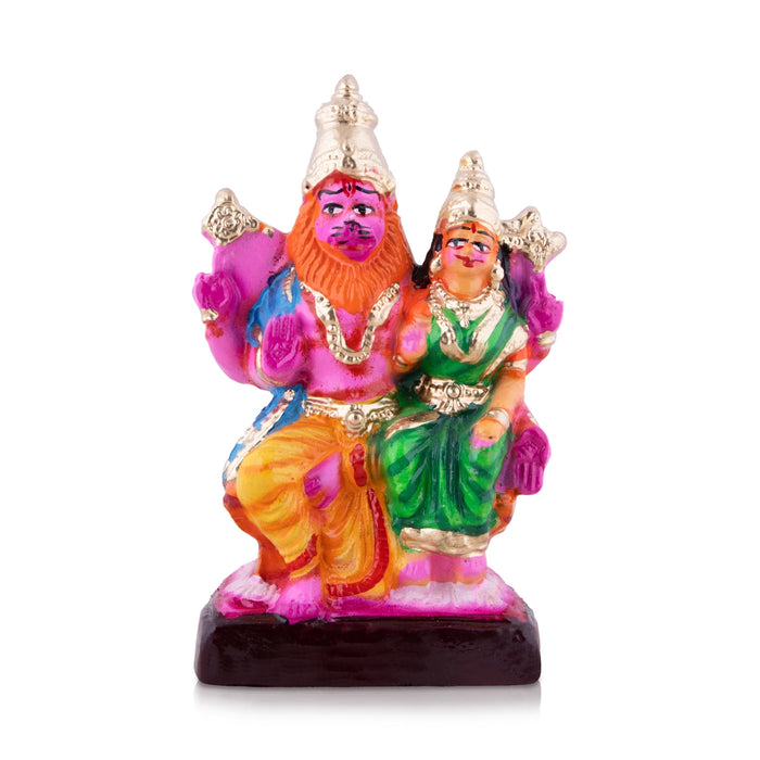 Lakshmi Narasimhar Clay Golu Bommai - 8 x 4 Inches | Giri Golu Doll/ Navaratri Golu Bomma/Gombe/Bommai