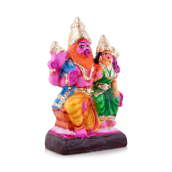 Lakshmi Narasimhar Clay Golu Bommai - 8 x 4 Inches | Giri Golu Doll/ Navaratri Golu Bomma/Gombe/Bommai