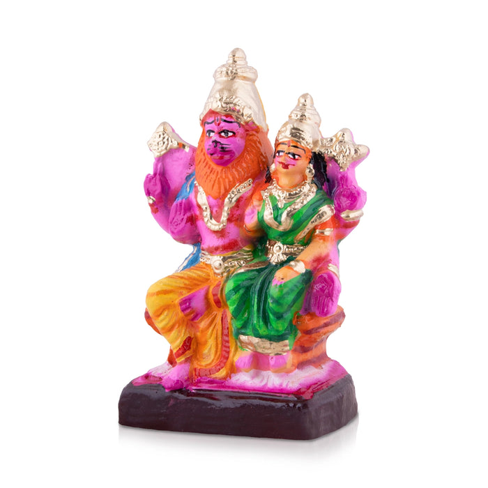 Lakshmi Narasimhar Clay Golu Bommai - 8 x 4 Inches | Giri Golu Doll/ Navaratri Golu Bomma/Gombe/Bommai