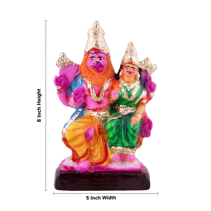Lakshmi Narasimhar Clay Golu Bommai - 8 x 4 Inches | Giri Golu Doll/ Navaratri Golu Bomma/Gombe/Bommai