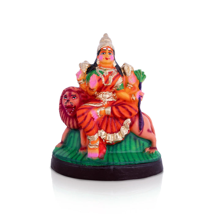 Durga Idol Clay Golu Bommai - 12 X 7 Inches | Navratri Gombe/ Giri Golu Doll For Navaratri Decor
