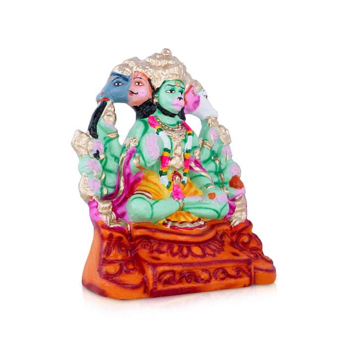 Panchamuga Hanuman Clay Golu Bommai - 11 x 9 Inches | Giri Golu Doll/ Navaratri Golu Bomma/Gombe/Bommai