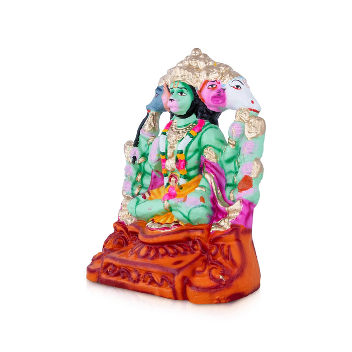 Panchamuga Hanuman Clay Golu Bommai - 11 x 9 Inches | Giri Golu Doll/ Navaratri Golu Bomma/Gombe/Bommai