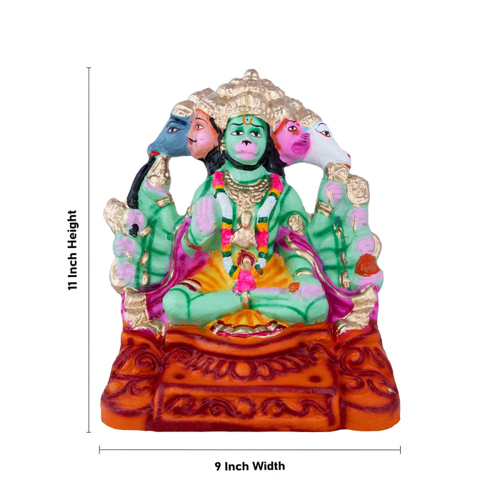 Panchamuga Hanuman Clay Golu Bommai - 11 x 9 Inches | Giri Golu Doll/ Navaratri Golu Bomma/Gombe/Bommai