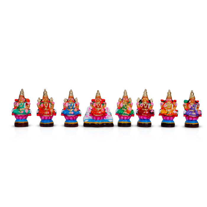Ashtalakshmi Idol Clay Golu Bommai Set - 6 X 5.25 Inches | Navratri Gombe/ Giri Golu Doll For Navaratri Decor