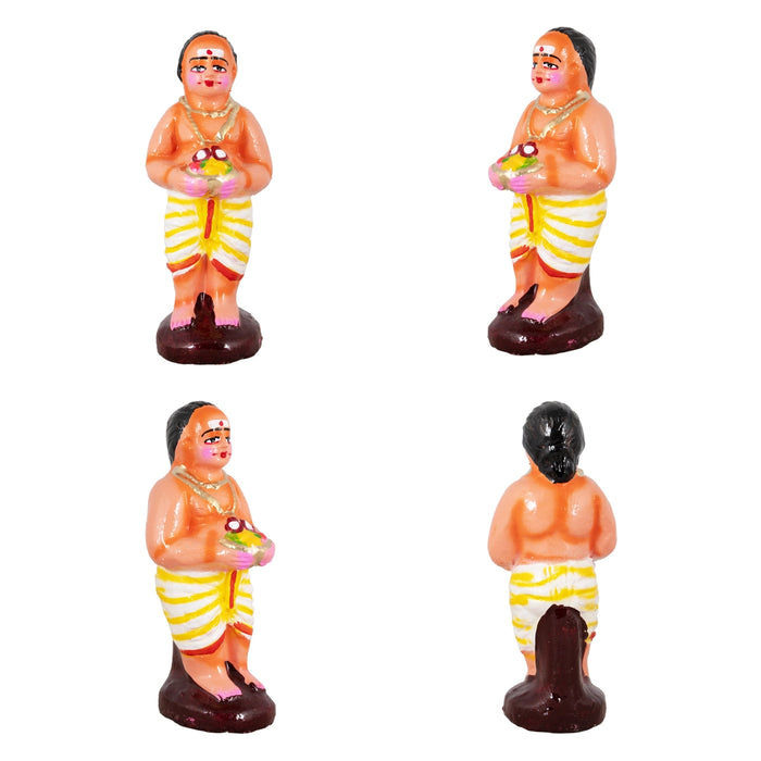 Kamakshi Vilakku Poojai Clay Golu Bommai Set - 10 x 5.5 Inches | Giri Golu Doll/ Navaratri Golu Bomma/Gombe/Bommai