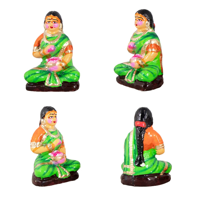 Kamakshi Vilakku Poojai Clay Golu Bommai Set - 10 x 5.5 Inches | Giri Golu Doll/ Navaratri Golu Bomma/Gombe/Bommai
