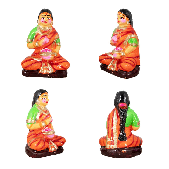 Kamakshi Vilakku Poojai Clay Golu Bommai Set - 10 x 5.5 Inches | Giri Golu Doll/ Navaratri Golu Bomma/Gombe/Bommai