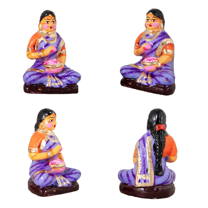 Kamakshi Vilakku Poojai Clay Golu Bommai Set - 10 x 5.5 Inches | Giri Golu Doll/ Navaratri Golu Bomma/Gombe/Bommai
