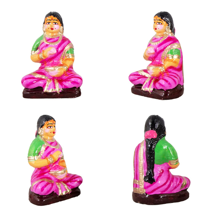 Kamakshi Vilakku Poojai Clay Golu Bommai Set - 10 x 5.5 Inches | Giri Golu Doll/ Navaratri Golu Bomma/Gombe/Bommai