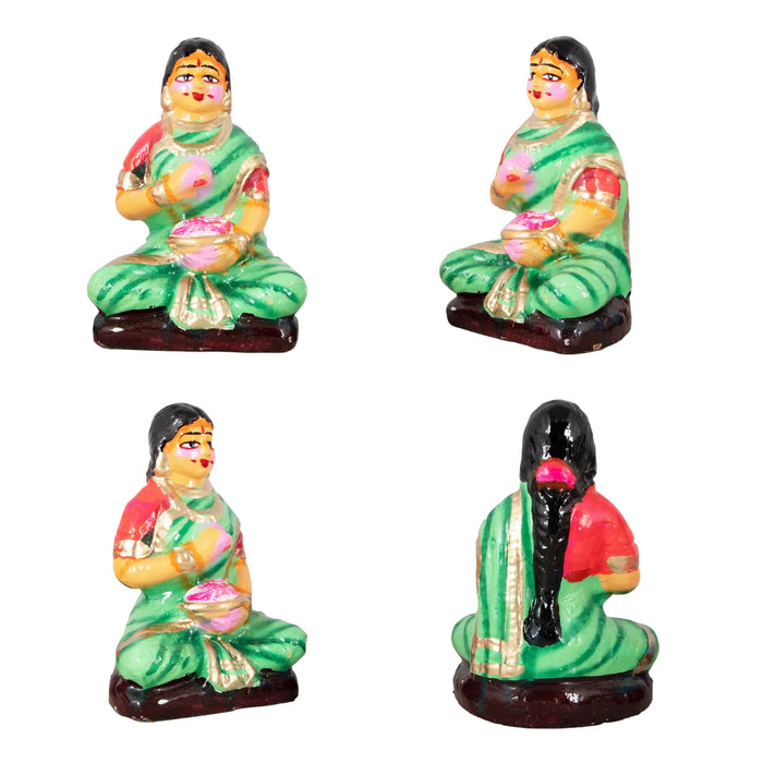Kamakshi Vilakku Poojai Clay Golu Bommai Set - 10 x 5.5 Inches | Giri Golu Doll/ Navaratri Golu Bomma/Gombe/Bommai