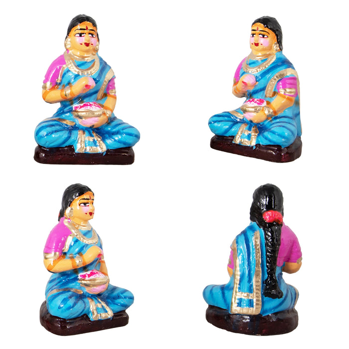 Kamakshi Vilakku Poojai Clay Golu Bommai Set - 10 x 5.5 Inches | Giri Golu Doll/ Navaratri Golu Bomma/Gombe/Bommai