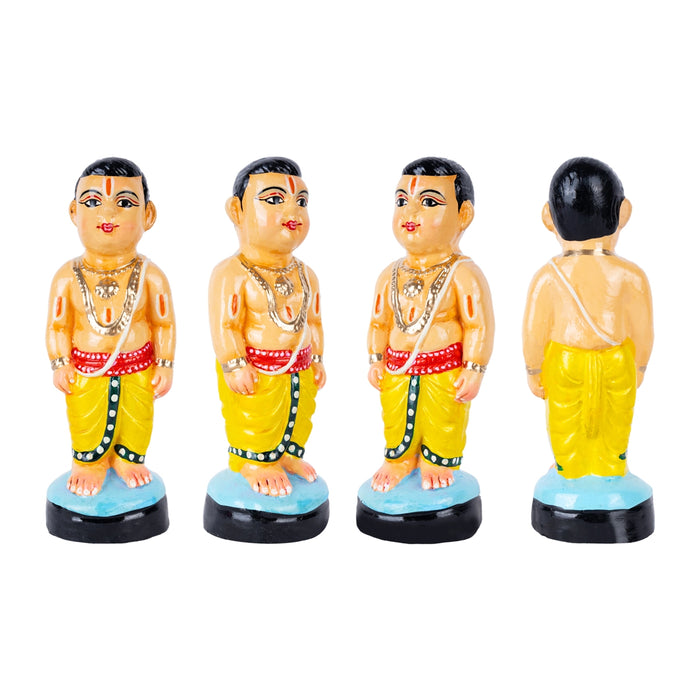 Iyengar Young Couple Clay Golu Bommai Pair - 7 X 2.5 Inches | Navratri Gombe/ Golu Doll For Navaratri Decor