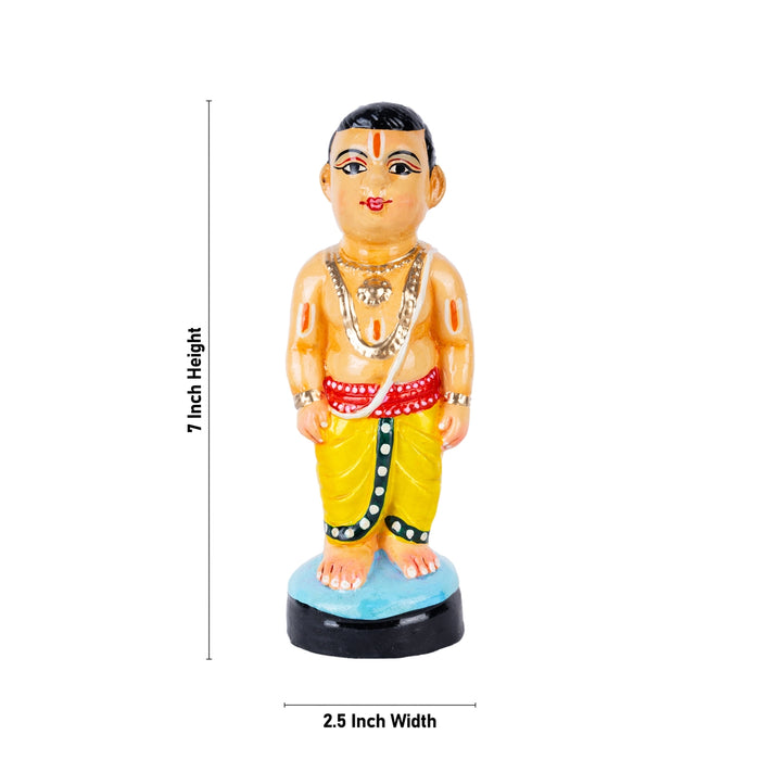 Iyengar Young Couple Clay Golu Bommai Pair - 7 X 2.5 Inches | Navratri Gombe/ Golu Doll For Navaratri Decor