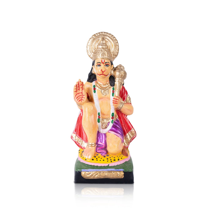Hanuman Statue Clay Golu Bommai - 8 X 3.5 Inches | Navratri Gombe/ Giri Golu Doll For Navaratri Decor