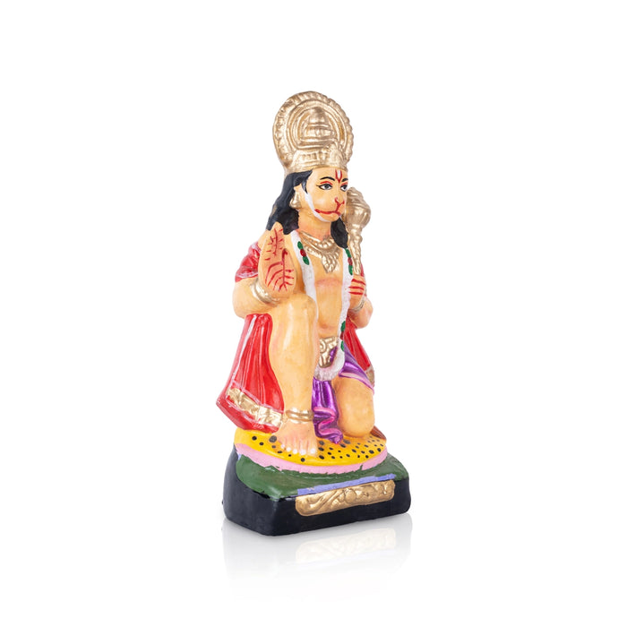 Hanuman Statue Clay Golu Bommai - 8 X 3.5 Inches | Navratri Gombe/ Giri Golu Doll For Navaratri Decor