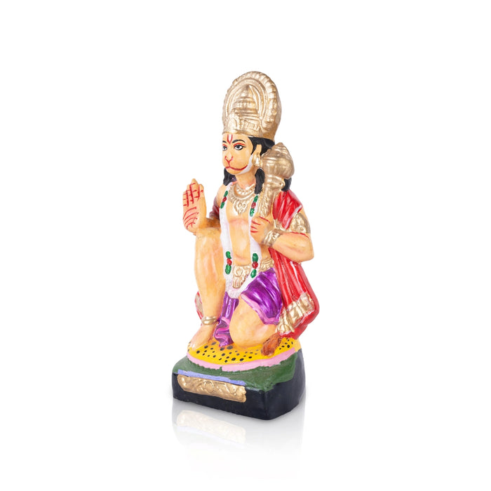 Hanuman Statue Clay Golu Bommai - 8 X 3.5 Inches | Navratri Gombe/ Giri Golu Doll For Navaratri Decor