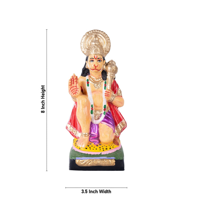 Hanuman Statue Clay Golu Bommai - 8 X 3.5 Inches | Navratri Gombe/ Giri Golu Doll For Navaratri Decor
